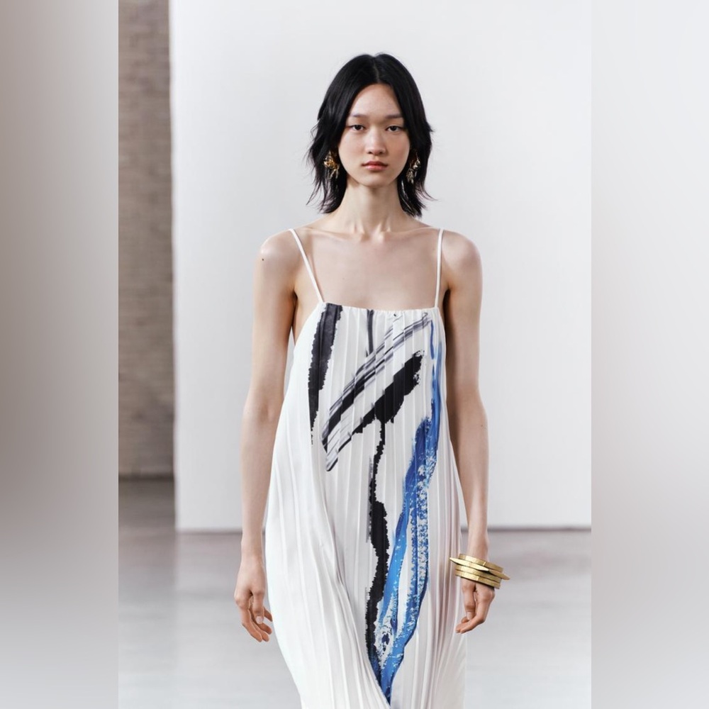 ZARA PRINTED PLEATED DRESS - Picture 2 of 9
